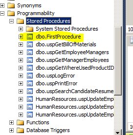 Stored Procedure section